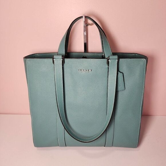 NWT COACH C8157 Tote Hudson Double Handle Teal Blue Green - Picture 1 of 6